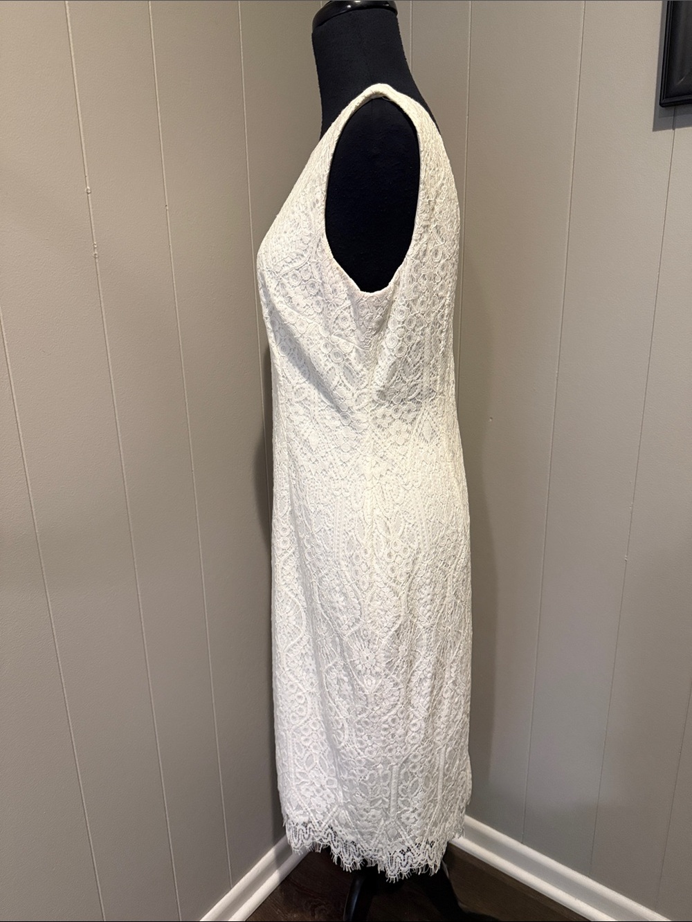 Adrianna Papell Ivory Lace Sleeveless Midi Sheath Dress - Picture 4 of 6
